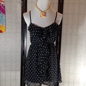 Eyelash Couture black and white polka dot dress